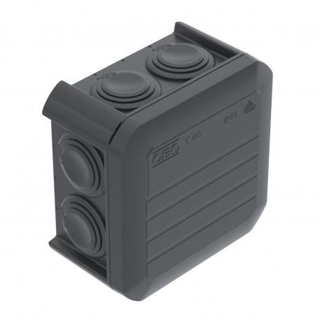 Junction box T 40, plug-in seal 77x77x46 | 7 | IP56 | 7 x M25 | Black