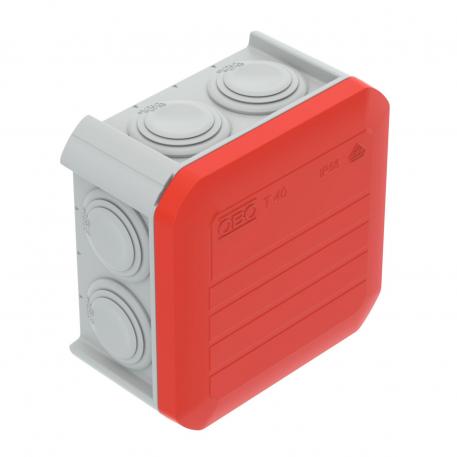 Junction box T 40, plug-in seal 77x77x46 | 7 | IP56 | 7 x M25 | Grey / red