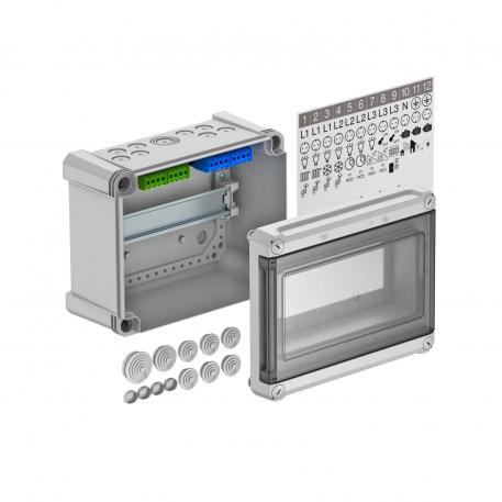 Distribution box, 9 division units, with terminal strip, polystyrene 241 | 191 | 126 | Connector