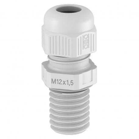 Cable gland, metric thread, long, light grey