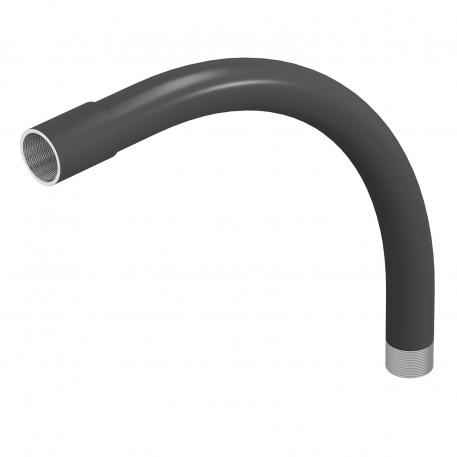 Black powder-coated steel bend, with thread M63x1,5