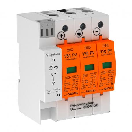 PV combination arrester V50, 600 V DC with remote signalling