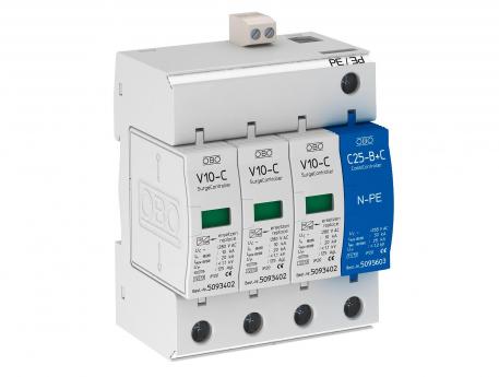 Surge arrester V10 3-pole + NPE with remote signalling 280 V