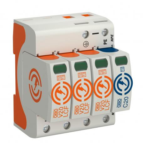 V20 surge arrester, leakage current-free, 3-pole + NPE 3+N/PE | 280 | IP20