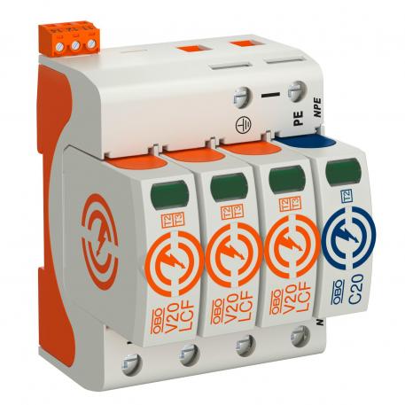 V20 surge arrester, leakage current-free, 3-pole + NPE + FS 3+N/PE | 280 | IP20