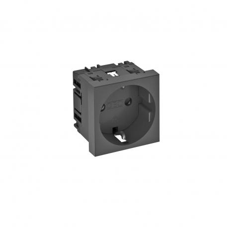 0° socket, protective contact, single Black-grey; RAL 7021