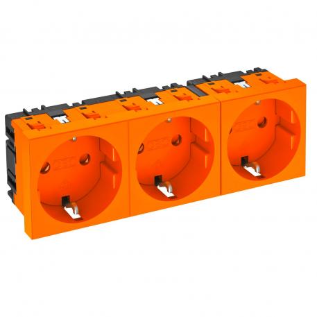 0° socket, protective contact, triple Pure orange; RAL 2004