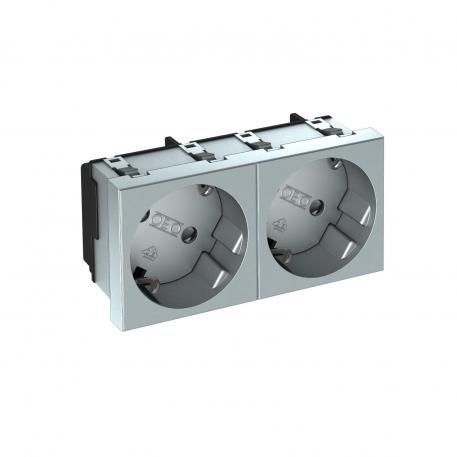 33° socket, protective contact, double Aluminium painted