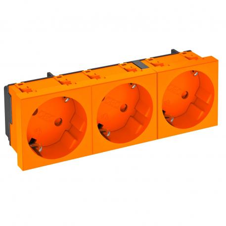 33° socket, protective contact, triple Pure orange; RAL 2004