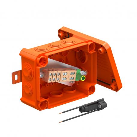 FireBox T100ED sa spoljnim pričvršćivanjem i nosačem osigurača 136x102x57 | 10 | IP66 | 8 x M25 2 x M32 | pastelno narandžasta; RAL 2003