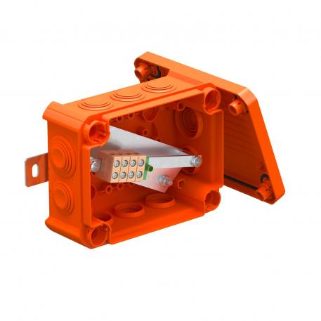 FireBox T100, with plug-in seals, for data technology 136x102x57 | 10 | IP66 | 8 x M25 2 x M32 | Pastel orange; RAL 2003