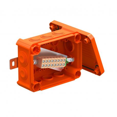 FireBox T100, with plug-in seals, for data technology, 4x8 136x102x57 | 10 | IP66 | 8 x M25 2 x M32 | Pastel orange; RAL 2003