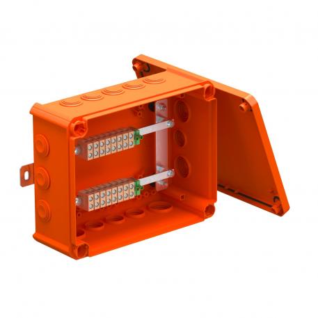 FireBox T250, with plug-in seals, for data technology, 4x16 225x173x86 | 10 | IP66 | 9 x M25 7 x M32 | Pastel orange; RAL 2003