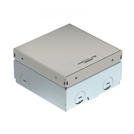 Podna kutija UDHOME-ONE, bez upuštenja za podnu oblogu i 1-strukom priključnicom sa zaštitnim kontaktom, nehrđajući čelik