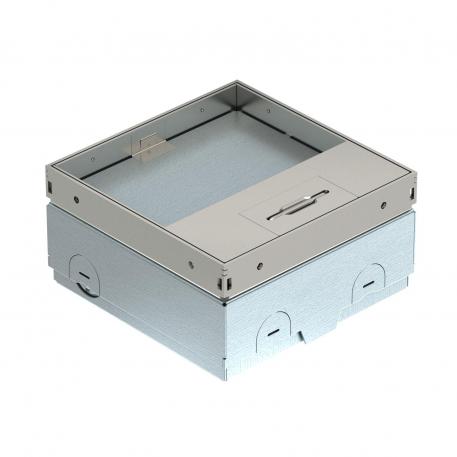 Podna kutija UDHOME-ONE, s upuštenjem za podnu oblogu i 1-strukom priključnicom sa zaštitnim kontaktom, nehrđajući čelik